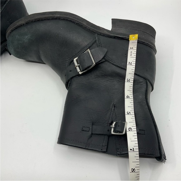 Frye Black Leather Combat Boots with Buckles - Picture 10 of 11